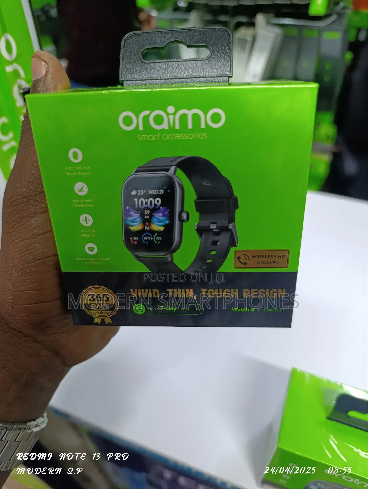 Oraimo Watch 5 2.01" Hd Panda Glass 1atm Smart Watch.