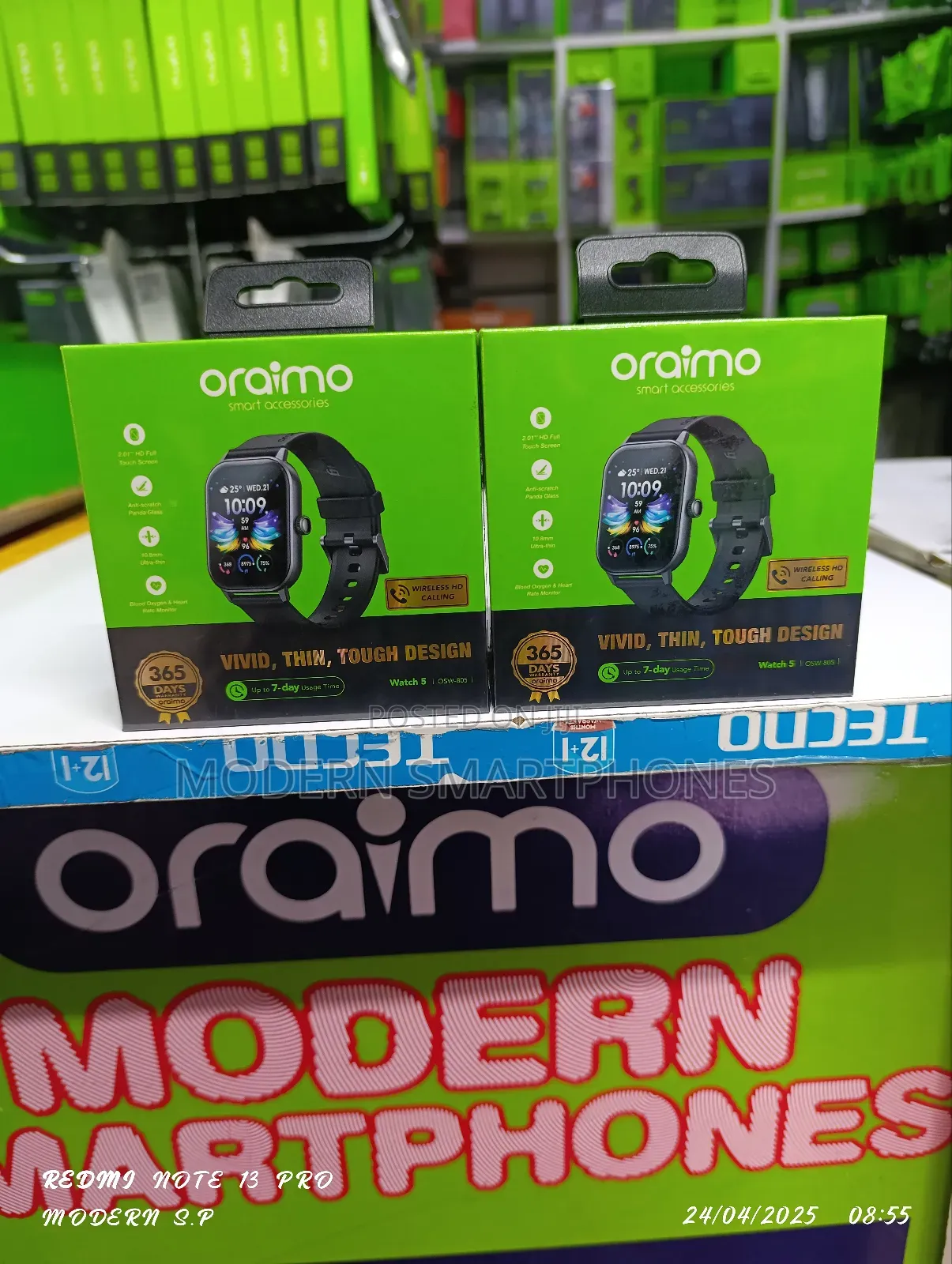 Oraimo Watch 5 2.01" Hd Panda Glass 1atm Smart Watch.