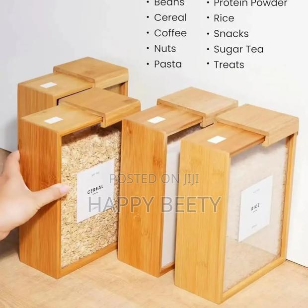 *3ltrs Bamboo Dry Food/Cereals Storage Container* - thumbnail 2