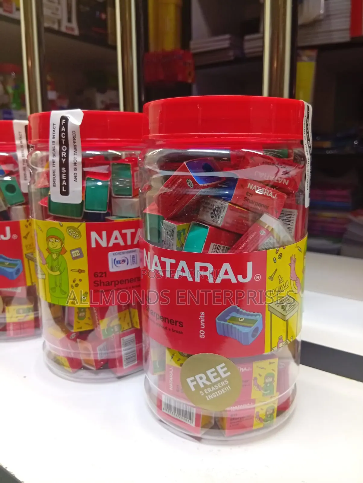 A Tin of 50 Pieces of Nataraj Plastic Sharpeners