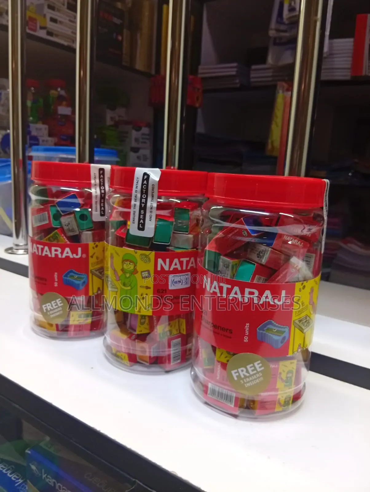 A Tin of 50 Pieces of Nataraj Plastic Sharpeners