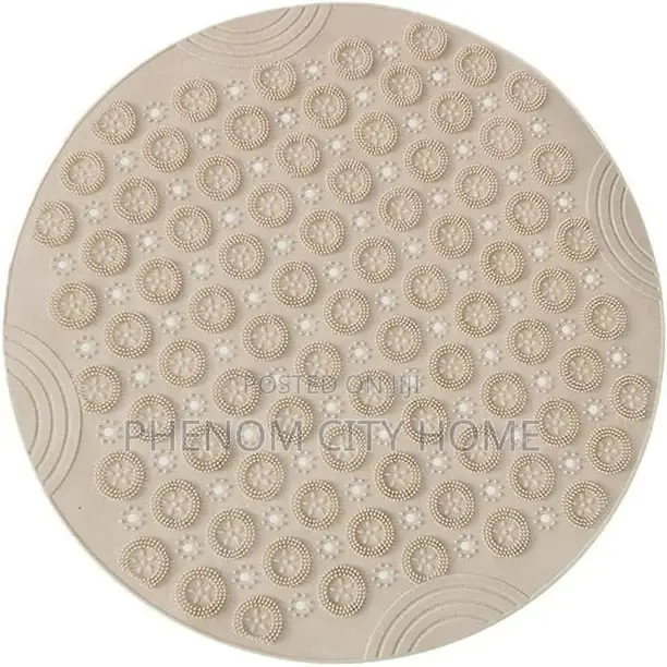 Beige Antislip Round Bathroom Mat