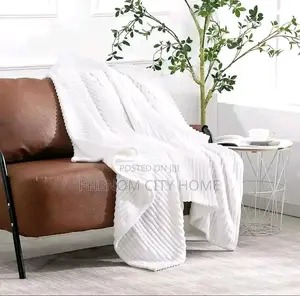Pure White Soft Velvet-Ribbed Throw Blankets