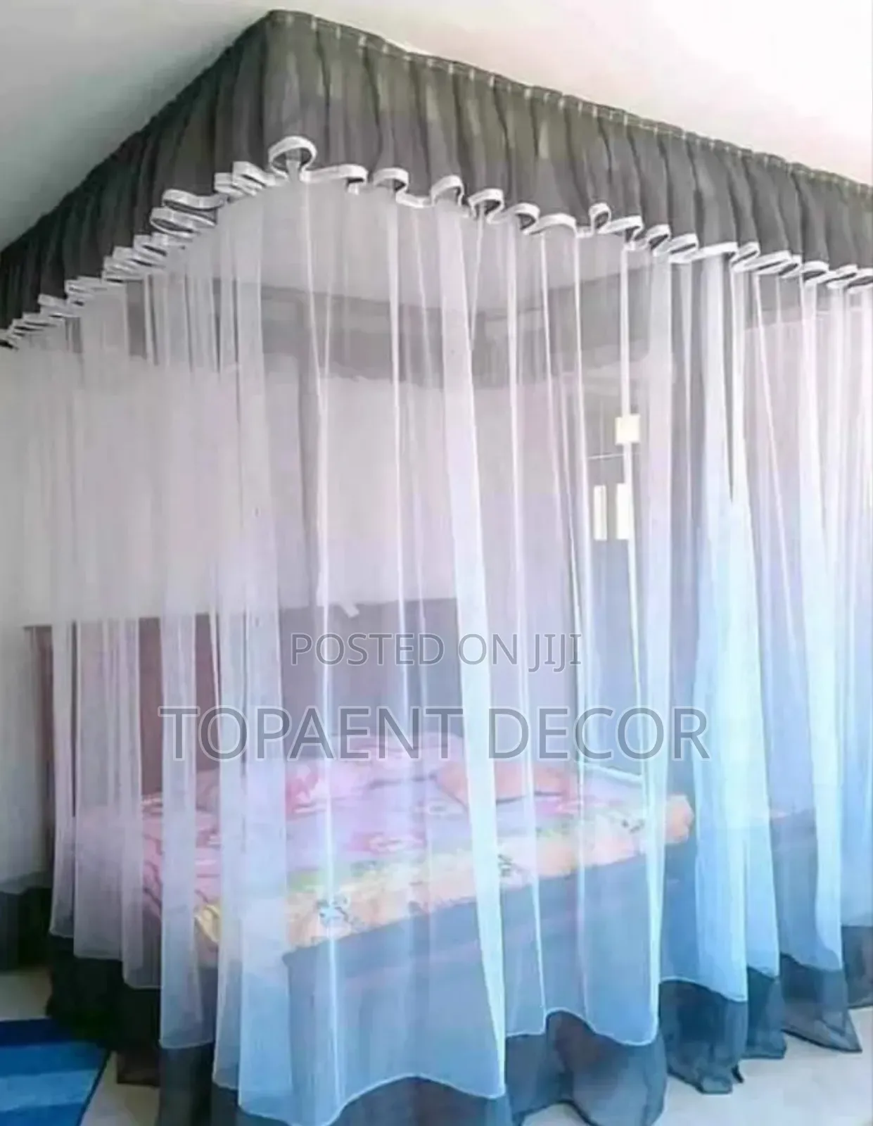 Grey Decorations and White Mosquito Net