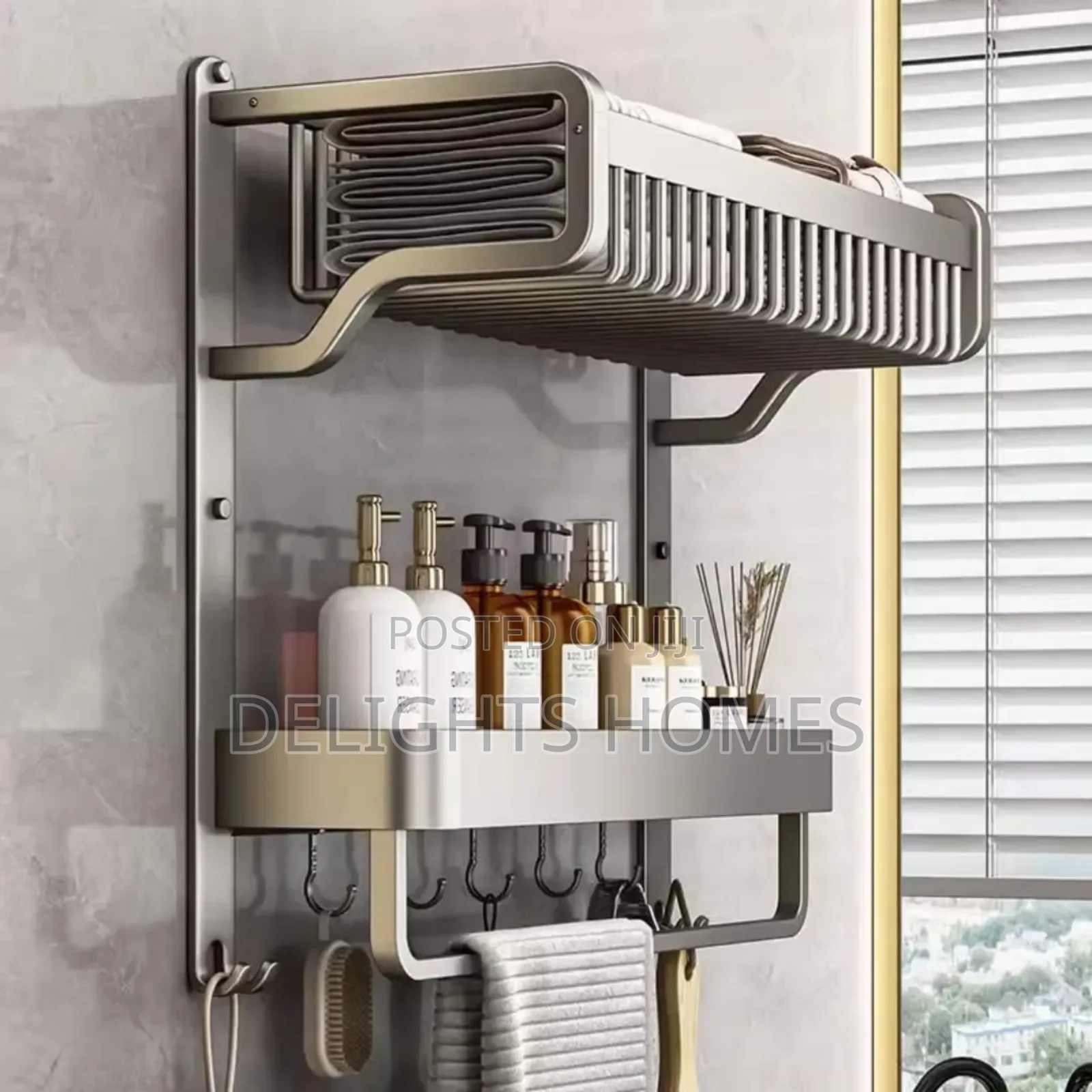 1 Piece 2-Layer Bathroom Space Towel Rack