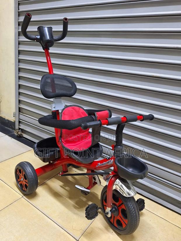 Red Three Wheels Push Handle Tricycle for Kids Below 5 Years - main view