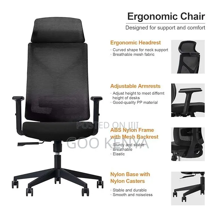 Office Chair ; Ergonomic Modern Desk With Headrest