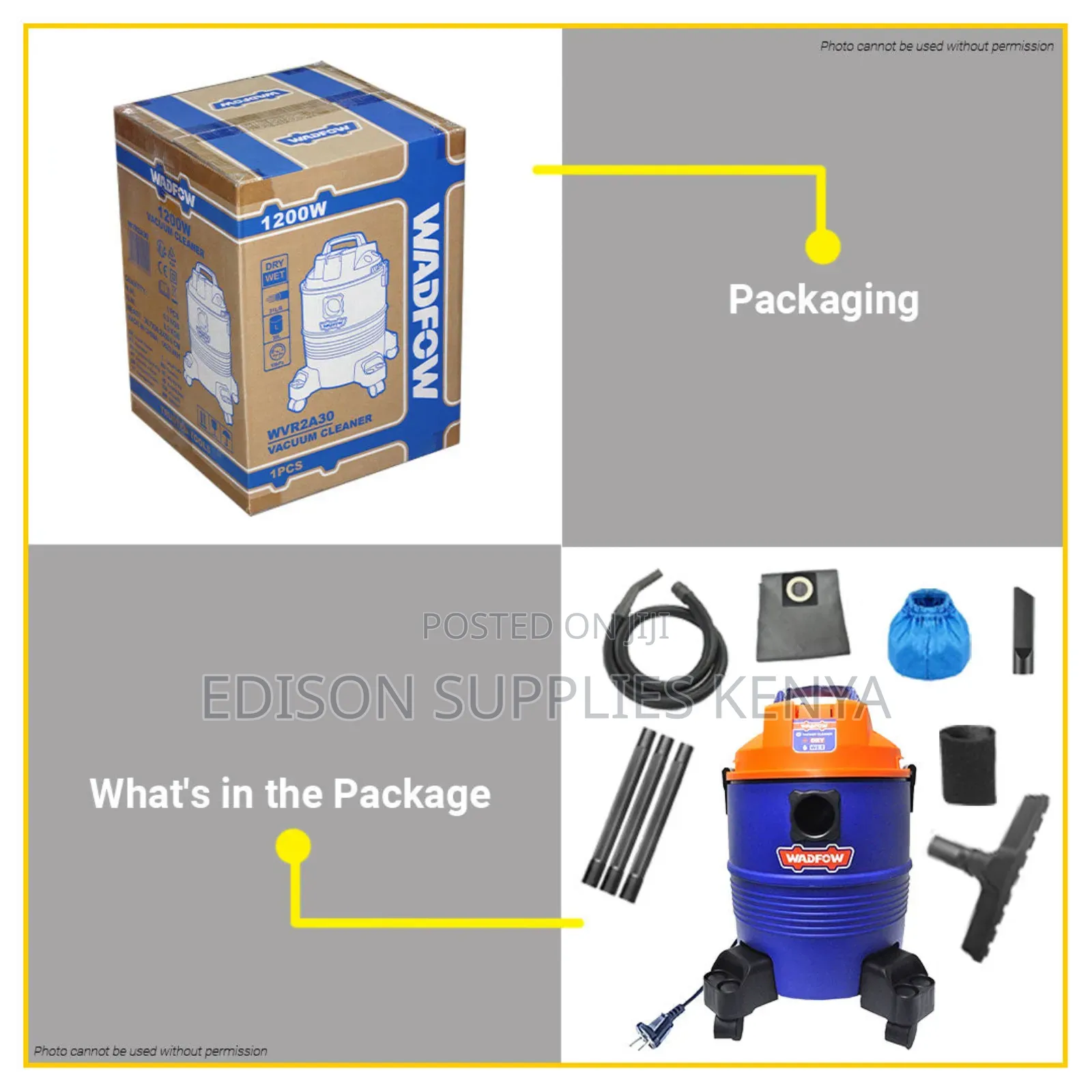 Wadfow Wet Dry Vacuum Cleaner 20 Litres 1200 Watts