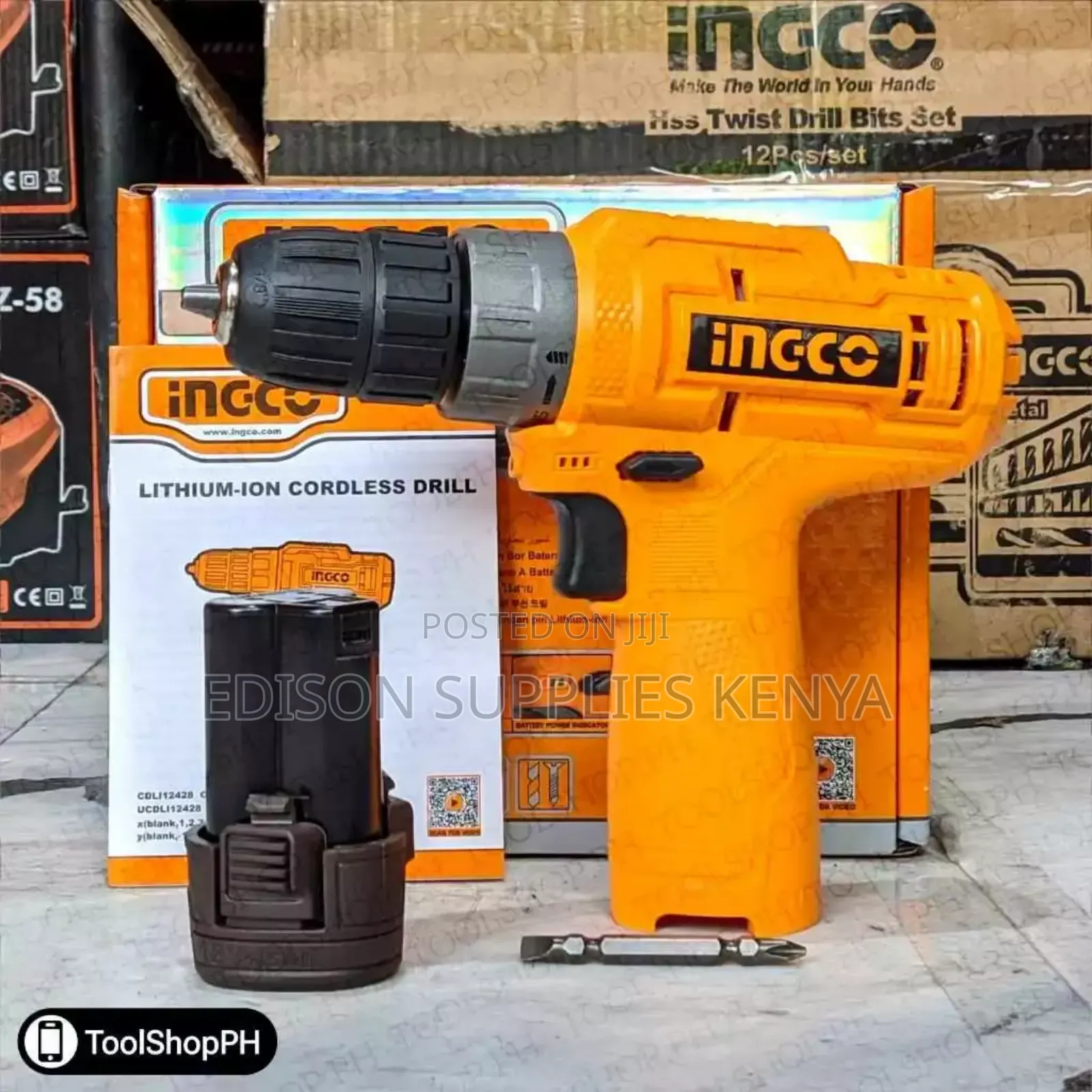 Cordless Drill Ingco 12v 20 N.M Wt 1.5ah Battery Lithium-ion