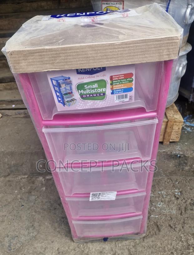 Pink 5 Plastic Drawer Organizer - main view