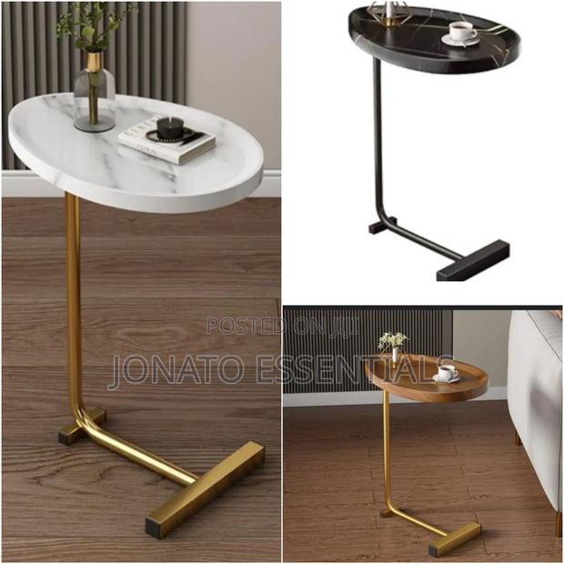 Modern Oval Wood Side Table, Bedside Nightstand - main view