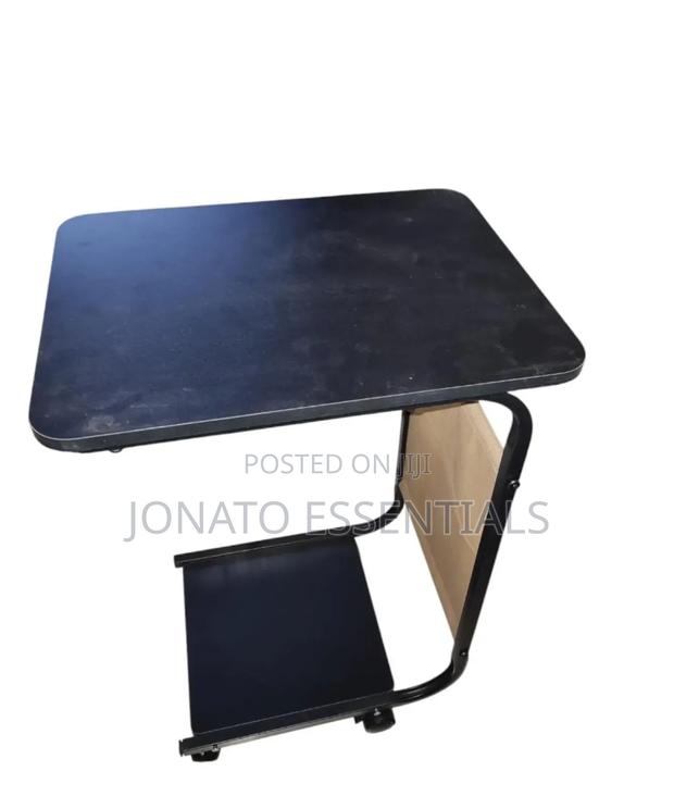 Modern C-Shaped Side Table With Storage Shelf and Wheels - thumbnail 2