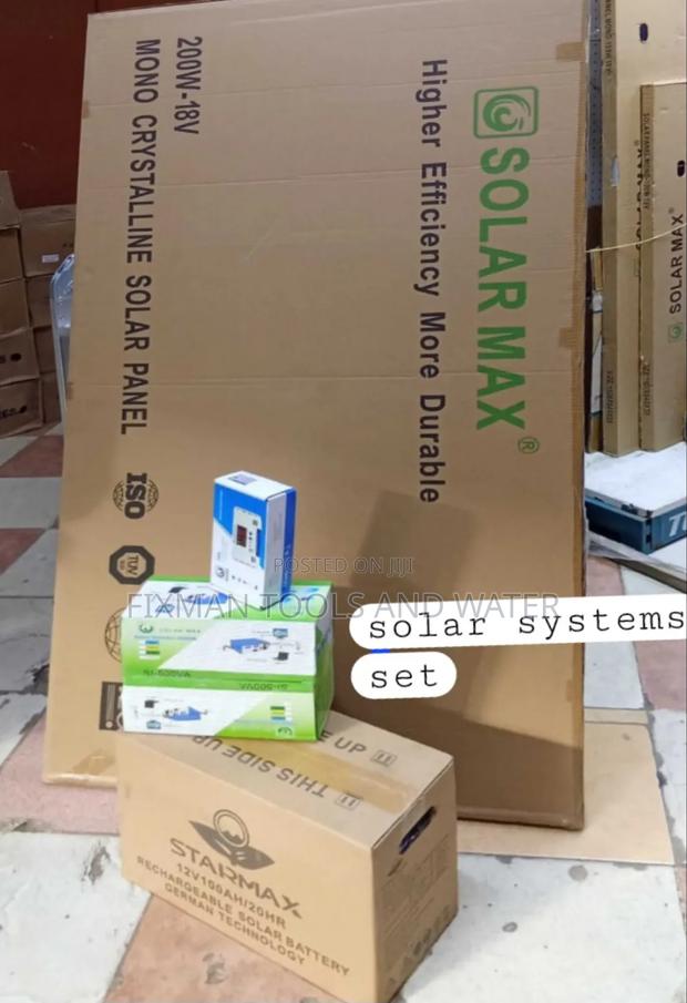 Solar System Full Package Panel 200 Watts Battery 100ah - main view