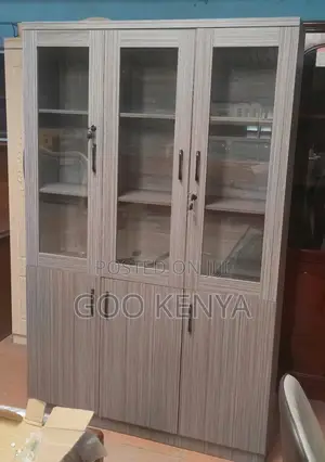 Office Cabinet 3 Door Book Case in Brown Color