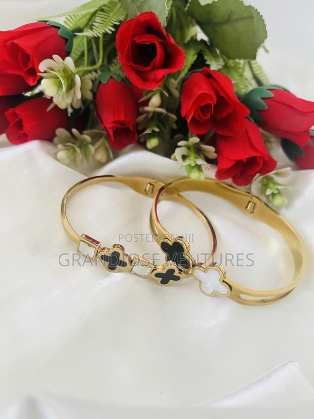 Stainless Steel Self Clipping Bangles at 799-Black/Gold - main view