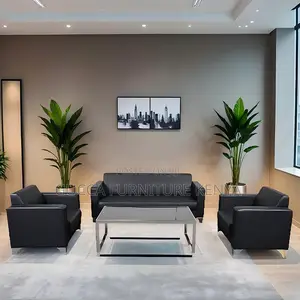 Office Sofa: Lobby Multi-Seater Modern Simple Leather Sofa