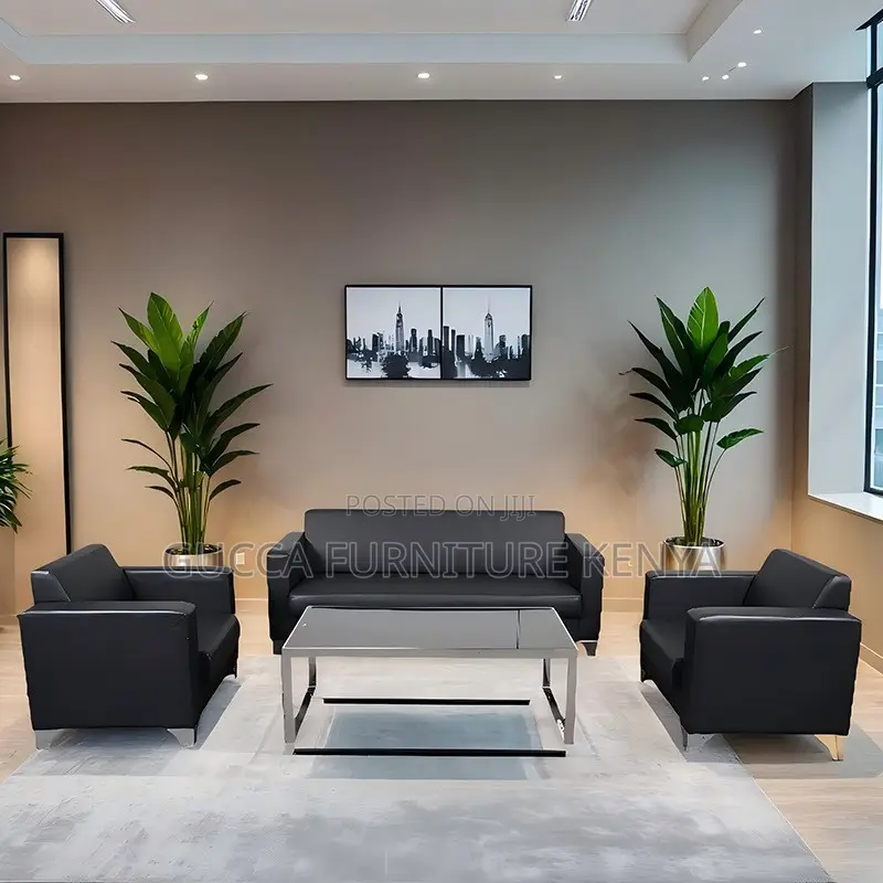 Office Sofa: Lobby Multi-Seater Modern Simple Leather Sofa