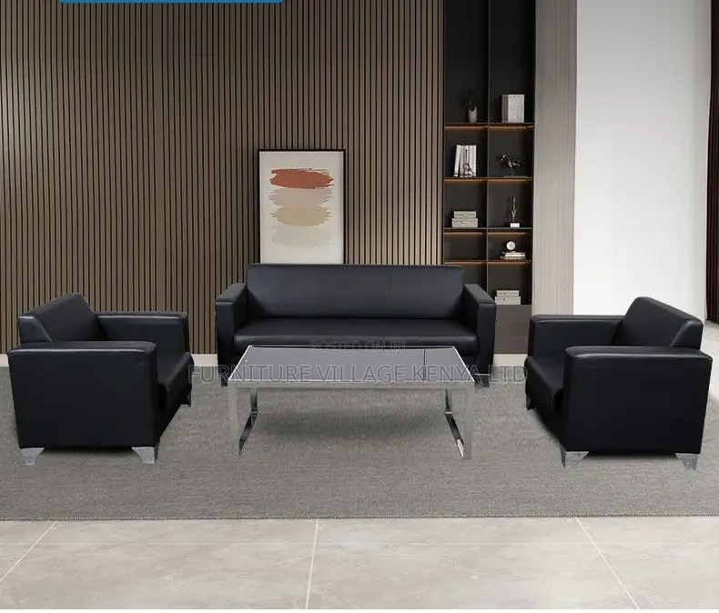 Sofas:Office Simple Leather Sofa for Lobby or Waiting Area