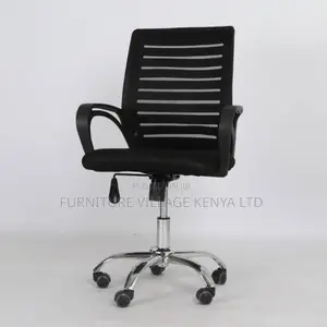 Office Chair: Mesh Rolling Chair With Fixed Arms-Strong