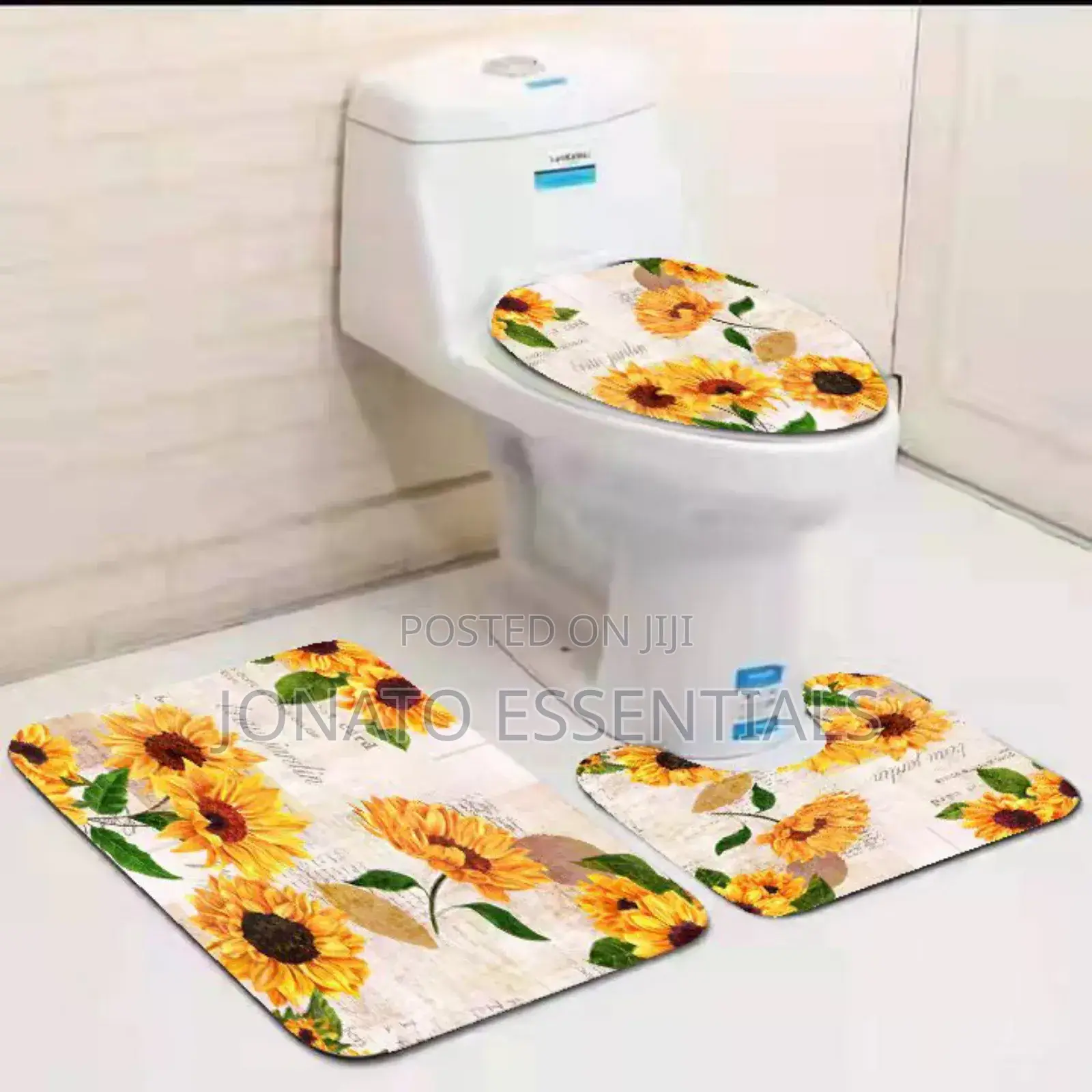 3-Piece Bath Mat, Toilet Seat Cover Contour Rug