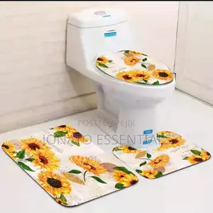 3-Piece Bath Mat, Toilet Seat Cover Contour Rug