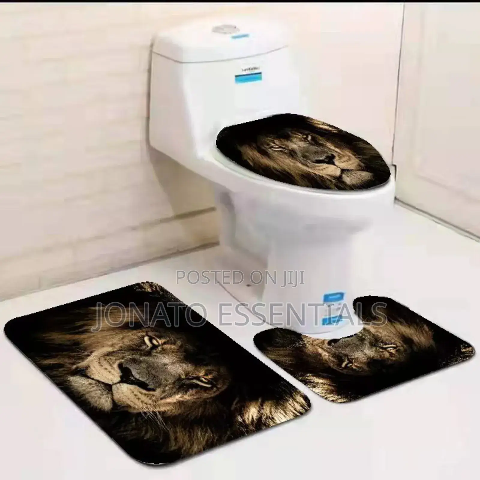 3-Piece Bath Mat, Toilet Seat Cover Contour Rug