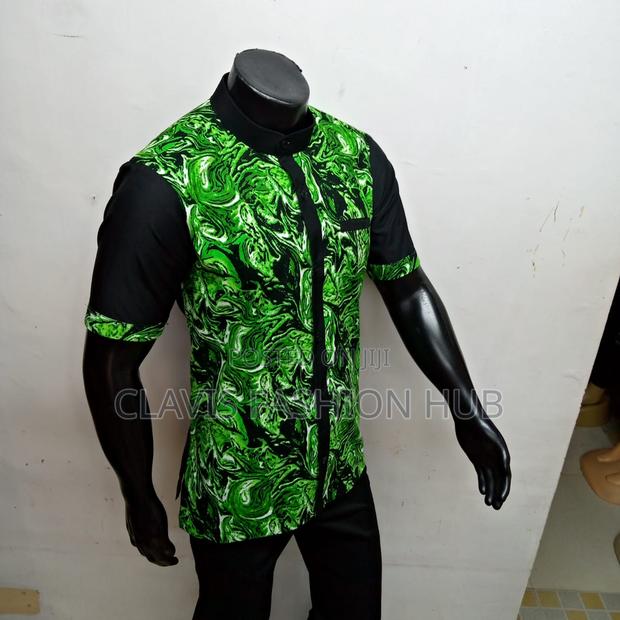 Green Kitenge Short Sleeved Shirt - thumbnail 2