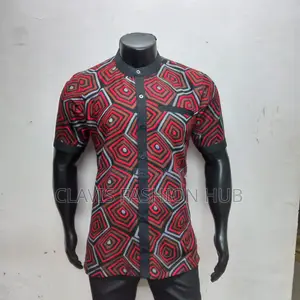 Black and Red Full Kitenge Shirt