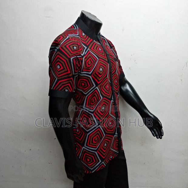 Black and Red Full Kitenge Shirt