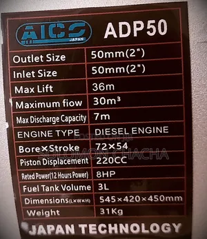 Aico 2 Inch Diesel* Water Pump Normal Pressure* 8hp