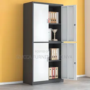 Office Cabinet: Gray Office Storage Unit With 04-Doors