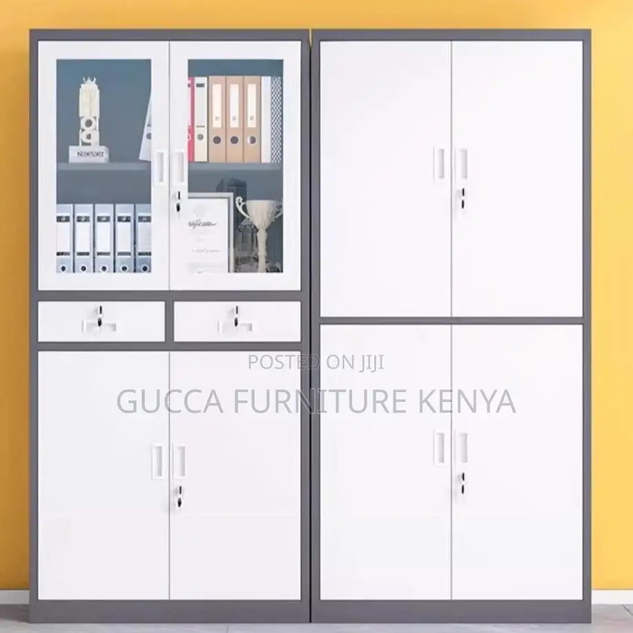 Office Cabinet: Gray Office Storage Unit With 04-Doors