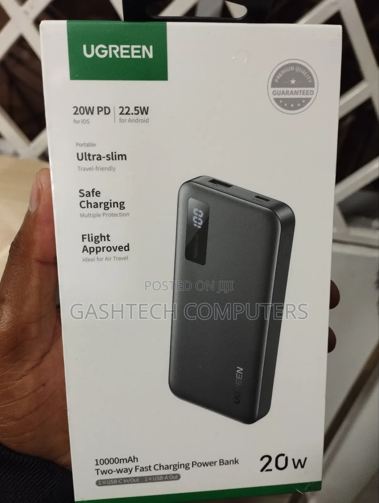 Ugreen 10000mah 20w Two-Way Fast Charging Power Bank Black