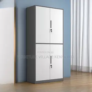 Cabinets:Office Gray 4-Door Storage Cabinet Steel Frame