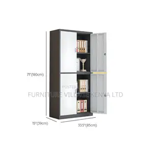 Cabinets:Office Gray 4-Door Storage Cabinet Steel Frame
