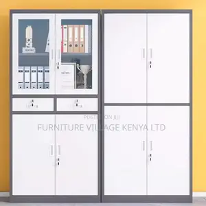 Cabinets:Office Gray 4-Door Storage Cabinet Steel Frame