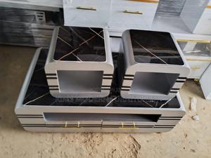 Luna Gray Table and Stools Gray Marble Top Black - thumbnail 2