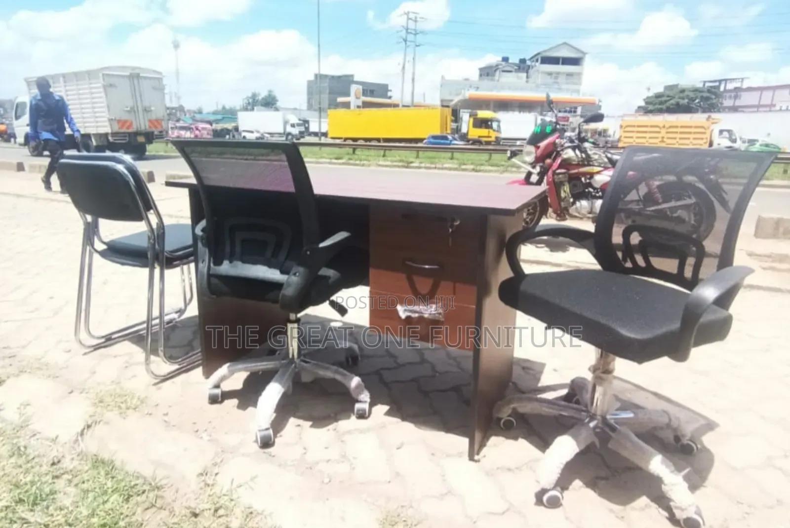 Lockable Office Desk With Drawers 1m Plus Mesh Office Chair