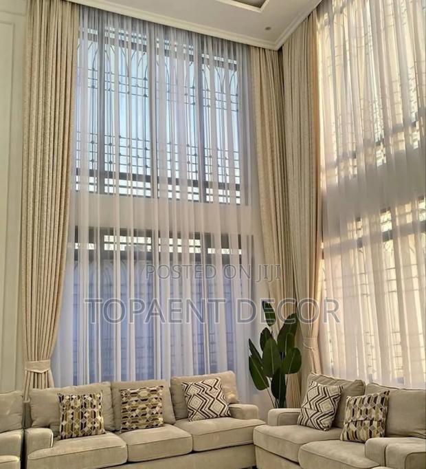 Tall Windows and Tall Sheers Elegant Shiny Window Curtains - main view