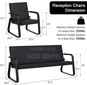 Office Sofas Modern 5-Seat Black Waiting Room Chair