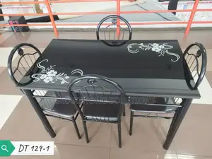 Black 4 Sitter Home Dining Table Set