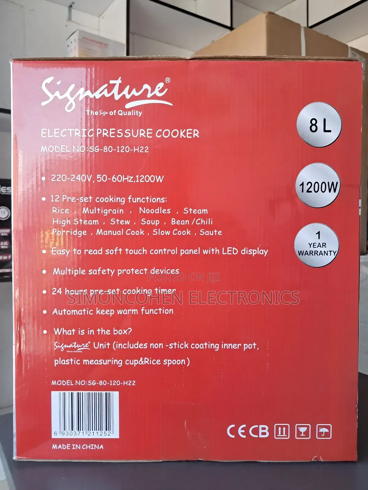 Signature 8 Litres Electric Pressure Cooker