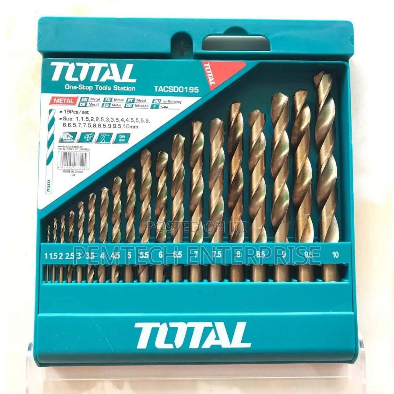 Total 19-Piece HSS Metal Drill Bit Set 1-10mm Tacsd0195