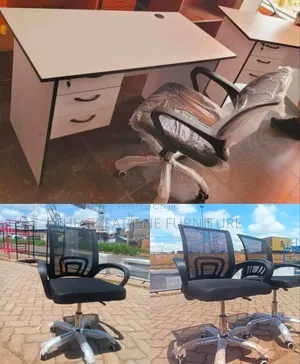 Elegant Lockable 1m Office Desk With Mesh Chair Yg5fv