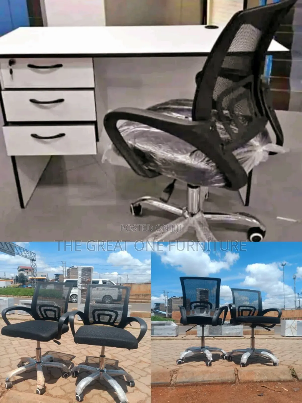 Brand New Elegant 1m Office Desk With Mesh Office Chair Es2q