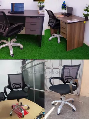 1m Lockable Office Desk With Swivel Mesh Chair Hv8fx