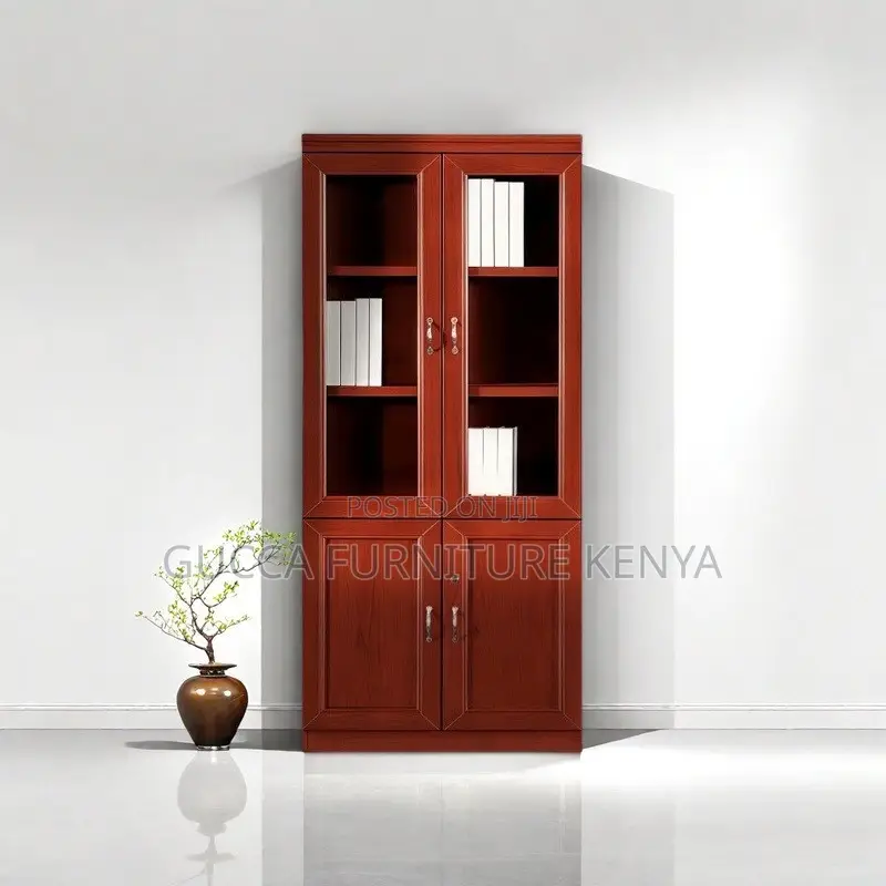 Office Cabinet:Solid Mahogany Open View Storage Wood Unit