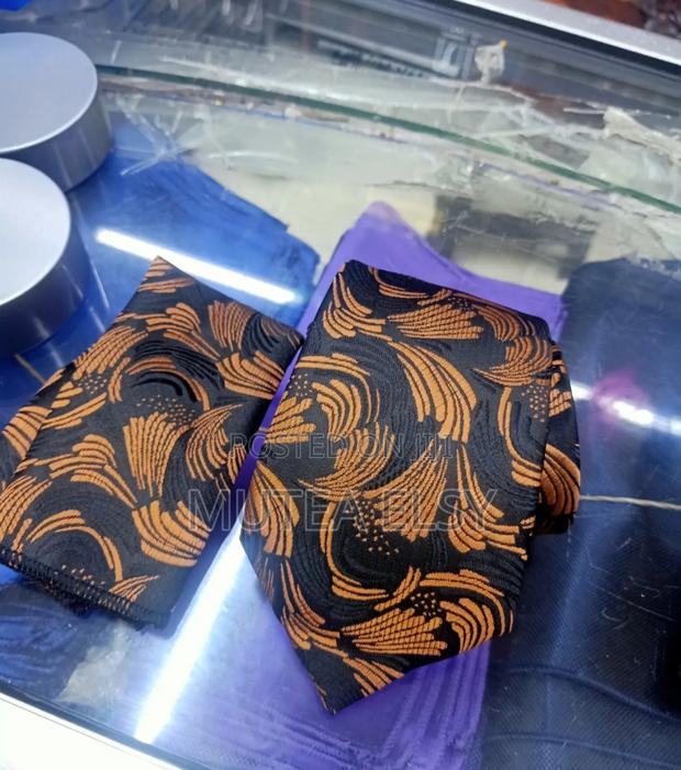 Coffee Brawn Geometric Vintage Executive Tie Sets - main view