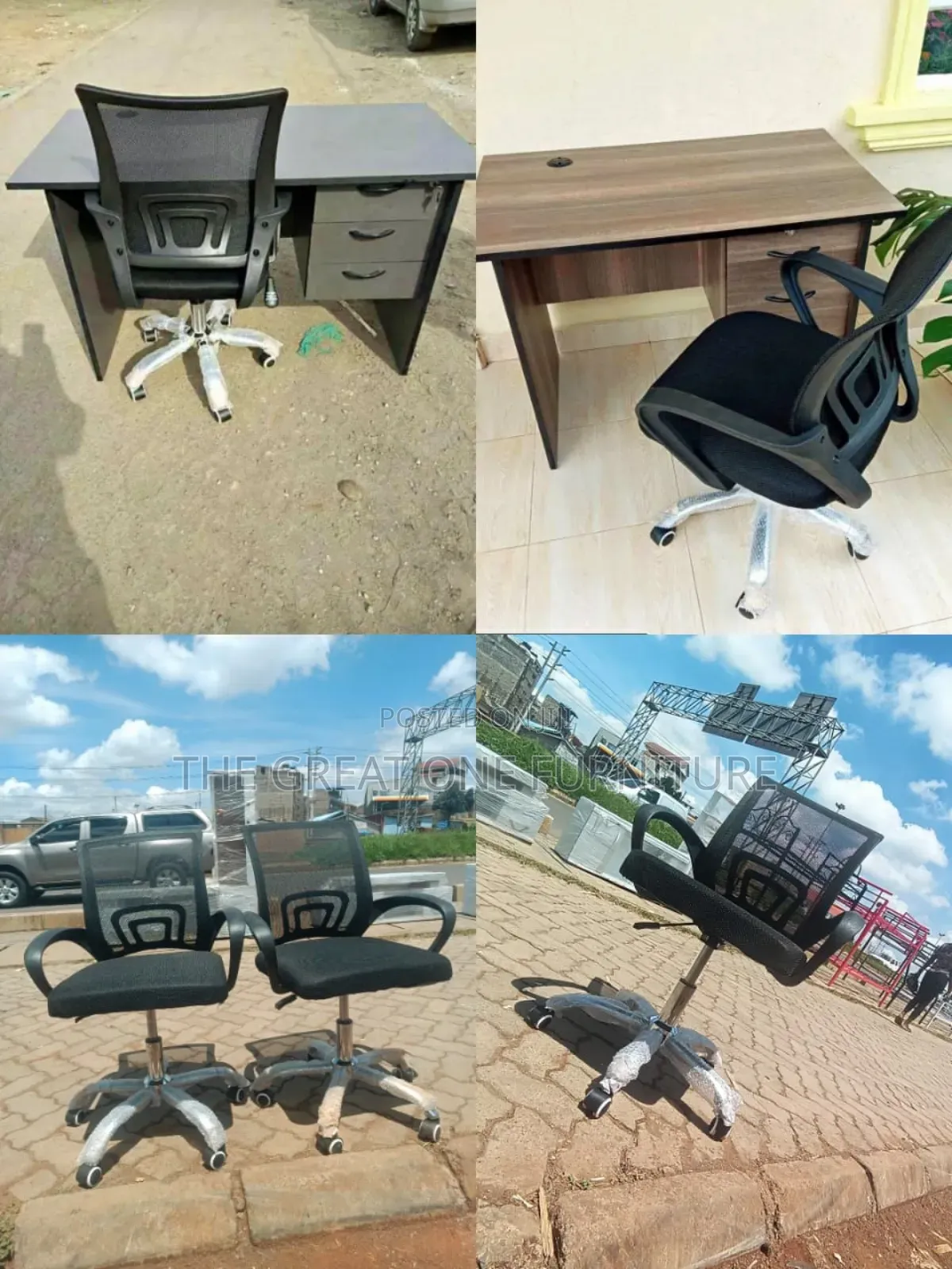 Quality 1m Office Desk With Swivel Mesh Chair Yb7jm