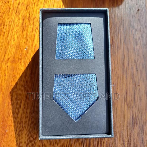 Men Light Blue Silk Tie - thumbnail 2